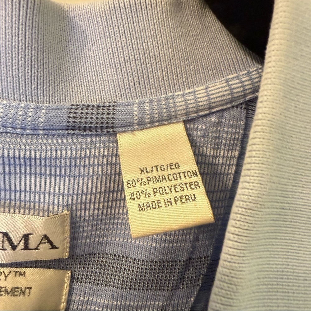 TEHAMA Blue Striped Polo Shirt Classic Style with Silver Creek Country Club Logo - Picture 5 of 9